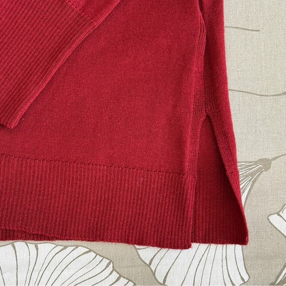 J. Crew Merino Wool Turtleneck Sweater with Side Slits Cherry Red XS - Picture 3 of 8